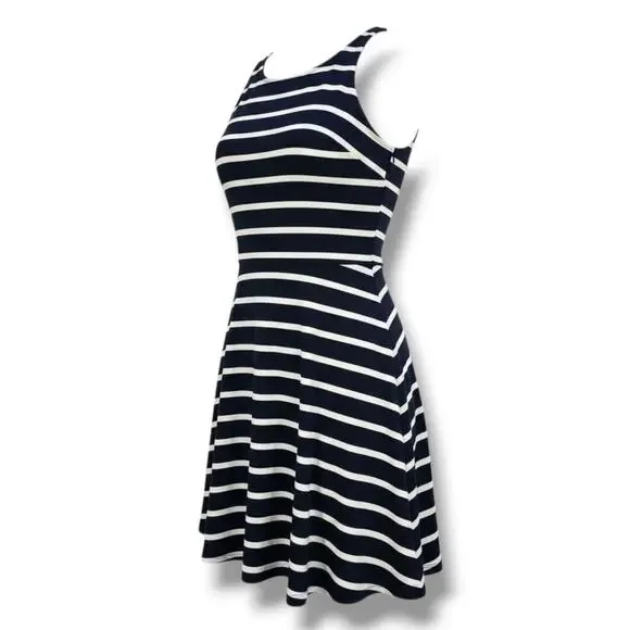 iZ Byer Women’s Navy & White Striped Fit & Flare Sleeveless Dress – Size XL - Picture 2 of 8
